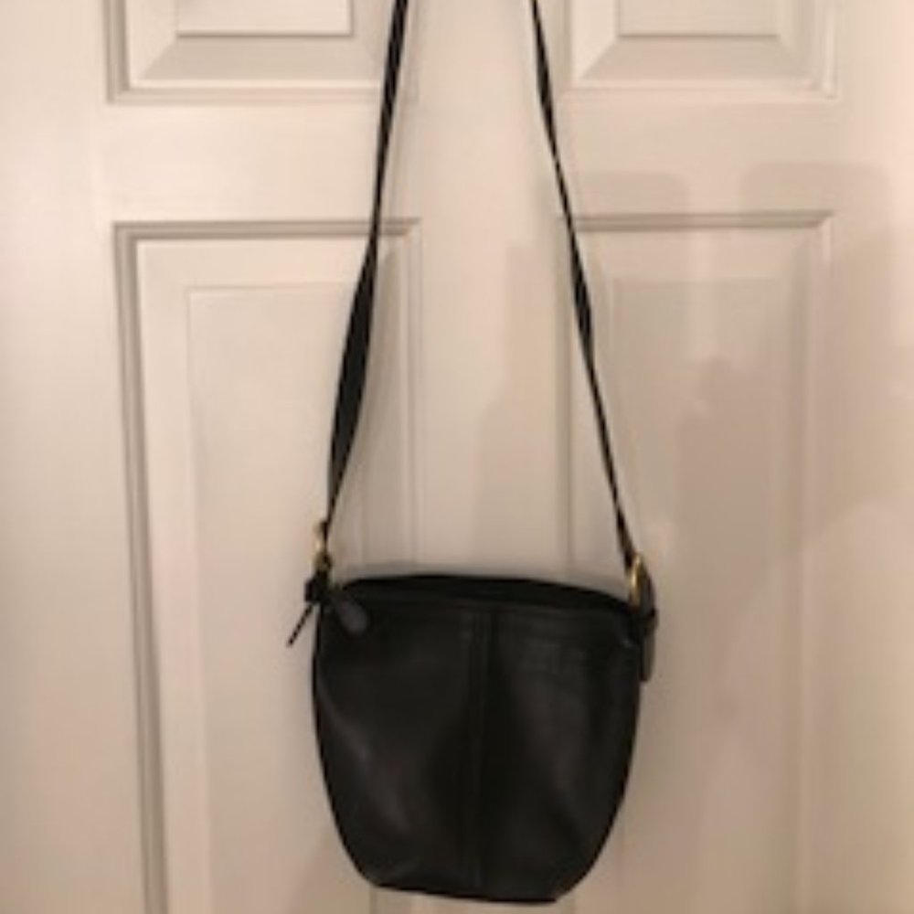 Vintage Leather Mini Bucket Duffle Bag
